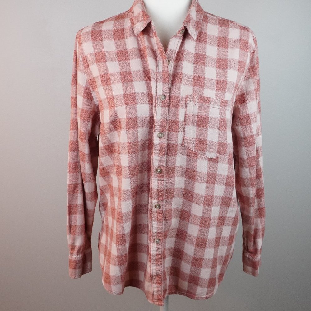 Universal Thread Pink and Cream Checkered‎ Flannel Shirt Size Medium